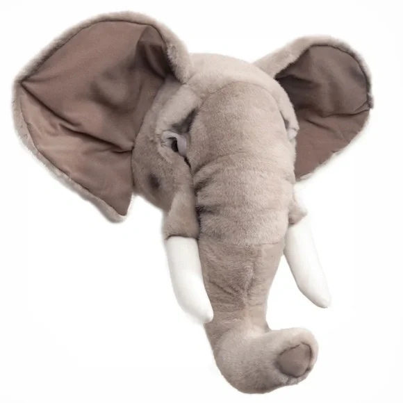 Plush Elephant Wall Decor - Gray and White - Picture 1 of 9